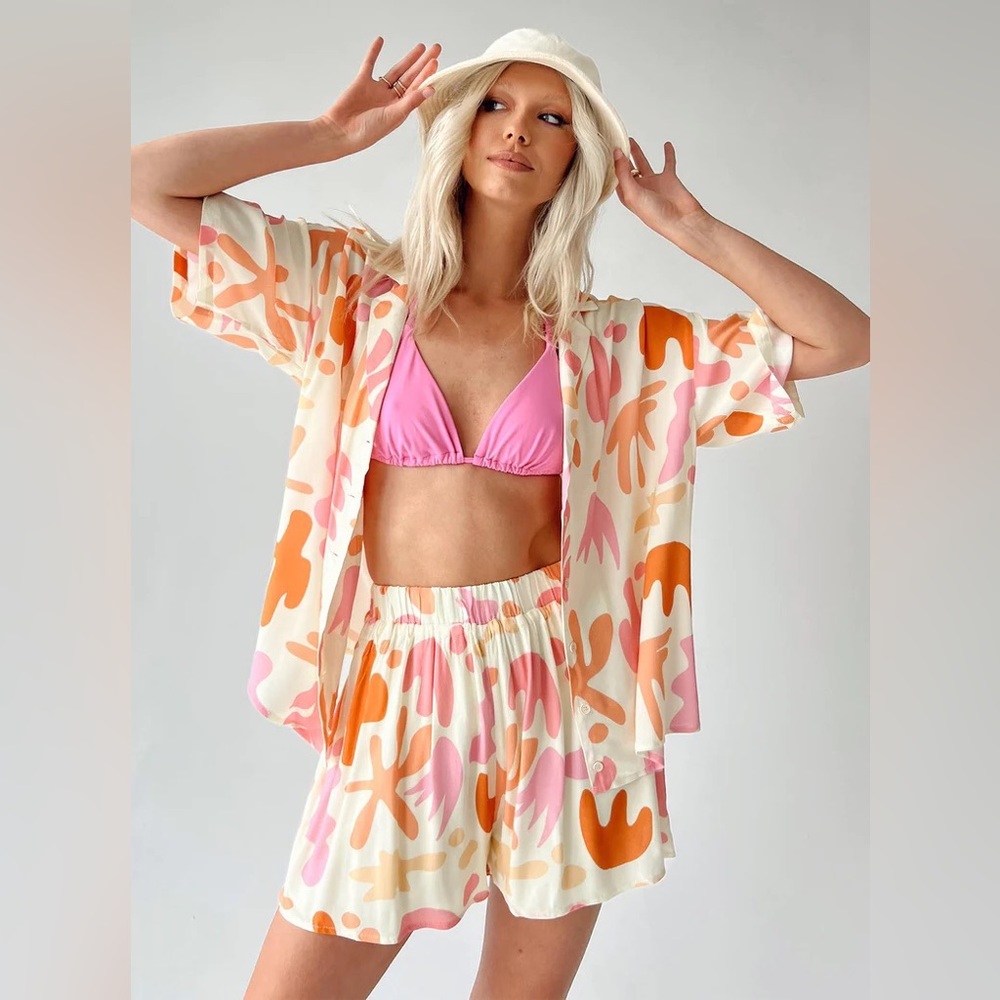 Princess Polly Pink & Orange Shorts/Top Set Size 4